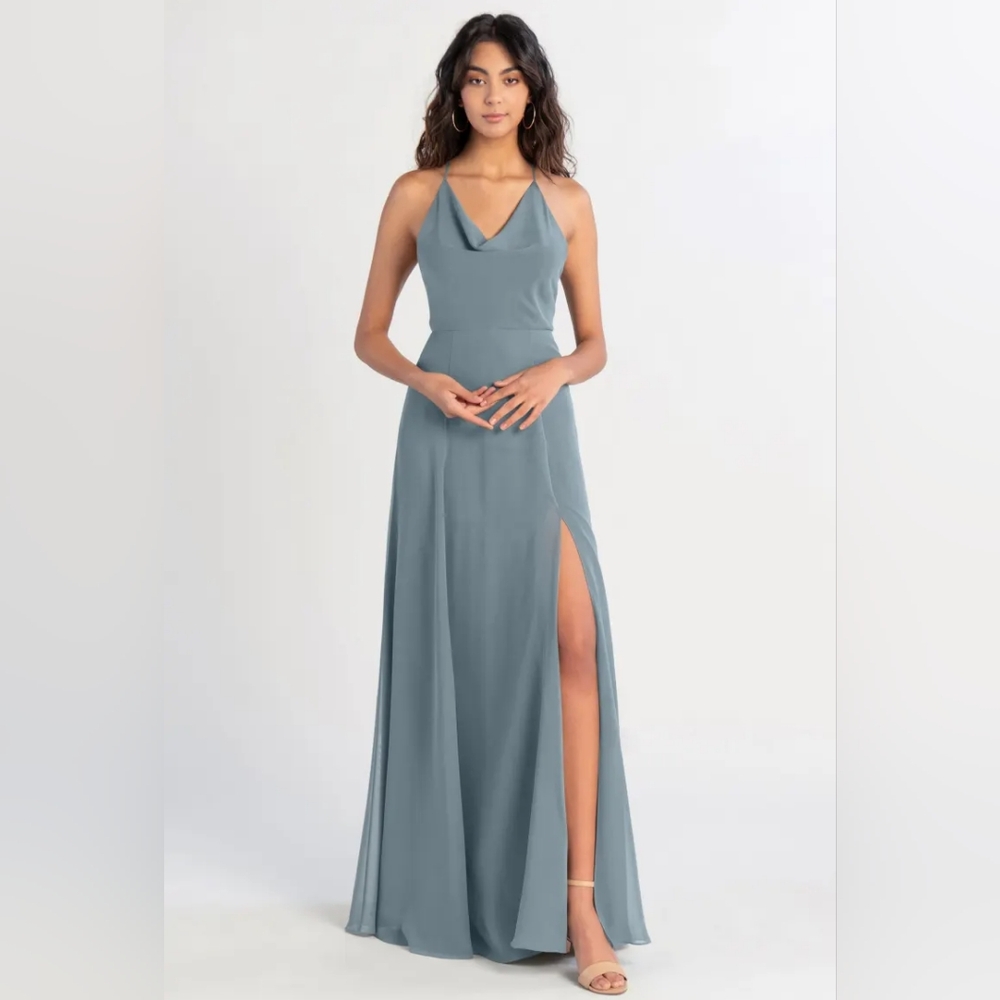 Jenny Yoo - Lissa Cowl Neck Dress - Mayan Blue - Size 14 - Bridesmaid